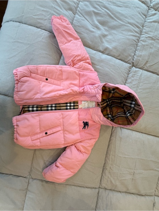 Burberry Other - Burberry Pink Puffer Hooded Coat with Plaid Lining